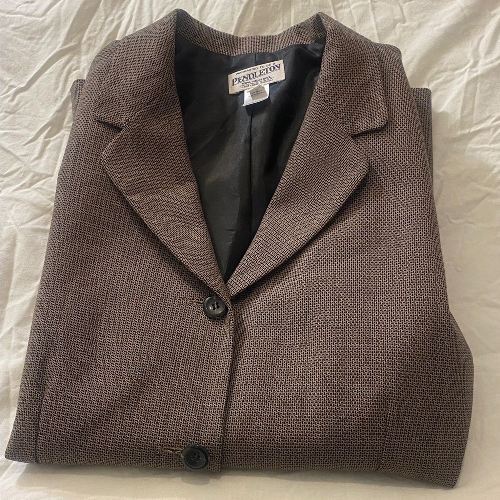 Pendleton Houndstooth 100% Virgin Wool Blazer in Rich Brown
